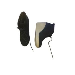 Gap black genuine suede crepe platform wedge lace up bootie 7